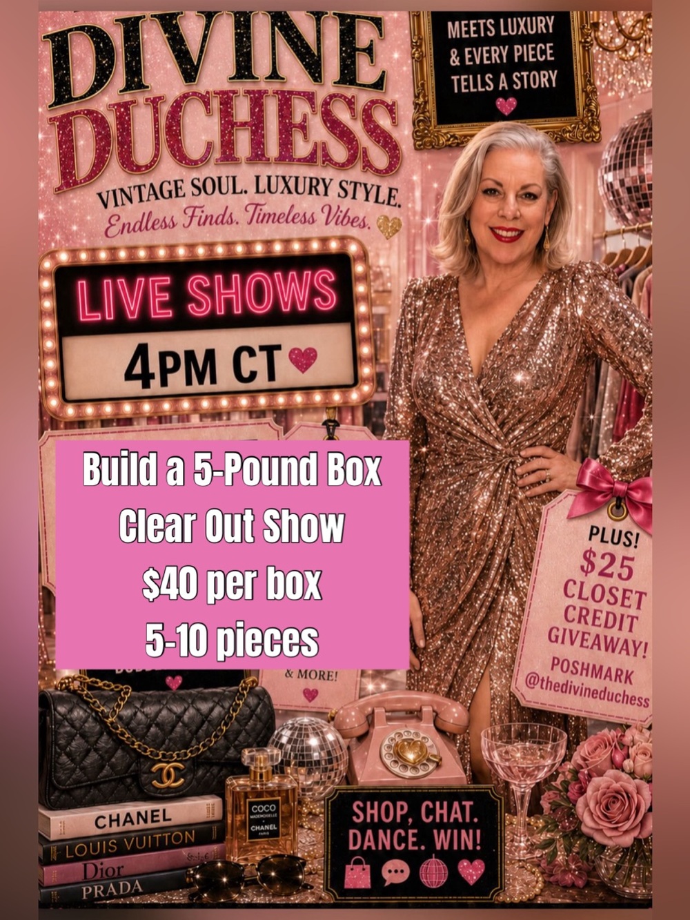 Divine Duchess LIVE 8/26 10:11a & 4p ct Build A 5# Box $40 XS-4X - Picture 1 of 16